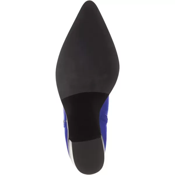 imageFSJ Women Block Low Mid Heels Ankle Boots Pointy Toe Rivets Studs Boots Party Office Shoes with Side Zipper Size 415 USRoyal Blue