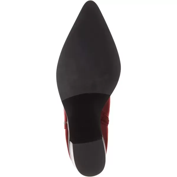 imageFSJ Women Block Low Mid Heels Ankle Boots Pointy Toe Rivets Studs Boots Party Office Shoes with Side Zipper Size 415 USWine Red