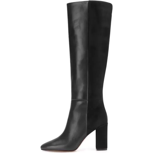 imageFSJ Women Comfy Zipper Round Toe High Chunky Heels Classic Pull On Business Boots Size 415 M USBlack