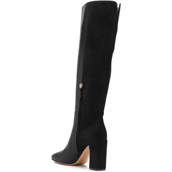 imageFSJ Women Comfy Zipper Round Toe High Chunky Heels Classic Pull On Business Boots Size 415 M USBlack