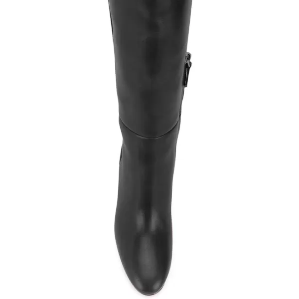 imageFSJ Women Comfy Zipper Round Toe High Chunky Heels Classic Pull On Business Boots Size 415 M USBlack