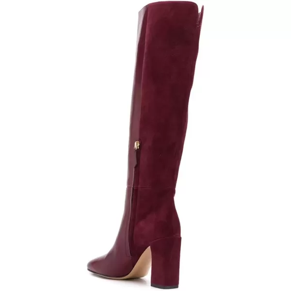 imageFSJ Women Comfy Zipper Round Toe High Chunky Heels Classic Pull On Business Boots Size 415 M USDark Red