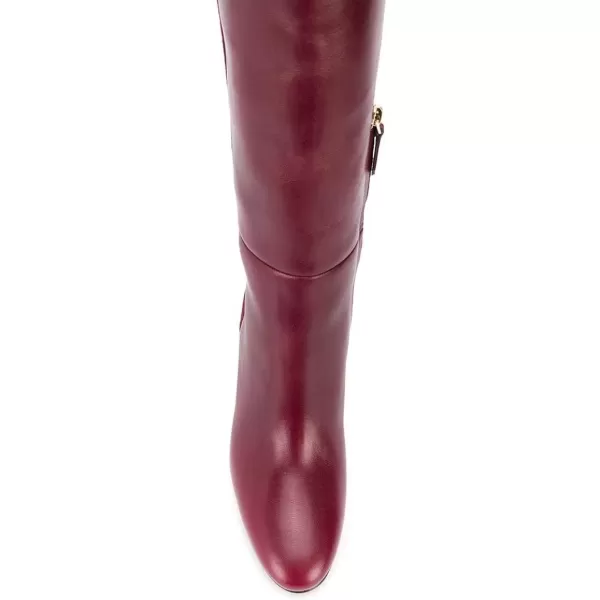 imageFSJ Women Comfy Zipper Round Toe High Chunky Heels Classic Pull On Business Boots Size 415 M USDark Red