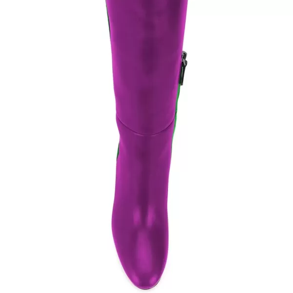 imageFSJ Women Comfy Zipper Round Toe High Chunky Heels Classic Pull On Business Boots Size 415 M USPurple Green