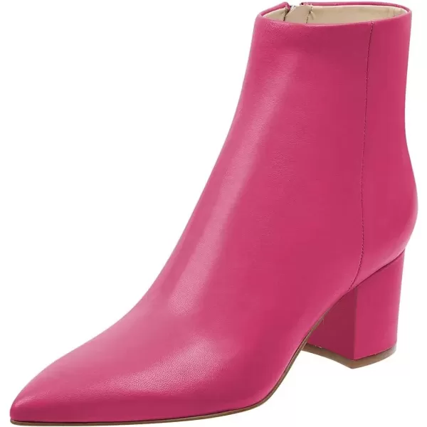 imageFSJ Women Dressy Pointed Toe Ankle Boots Chunky Block Heels Side Zipper BootiesHot Pink