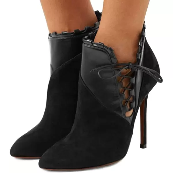 imageFSJ Women Fashion Closed Toe Ankle Booties Lace Up Bowknot High Heels Pumps Stilettos Winter Dress Office Wedding Shoes Size 415 USEvening