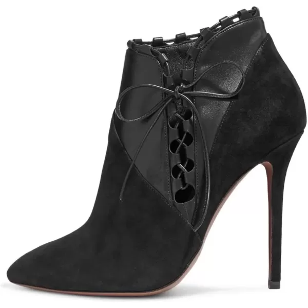 imageFSJ Women Fashion Closed Toe Ankle Booties Lace Up Bowknot High Heels Pumps Stilettos Winter Dress Office Wedding Shoes Size 415 USEvening