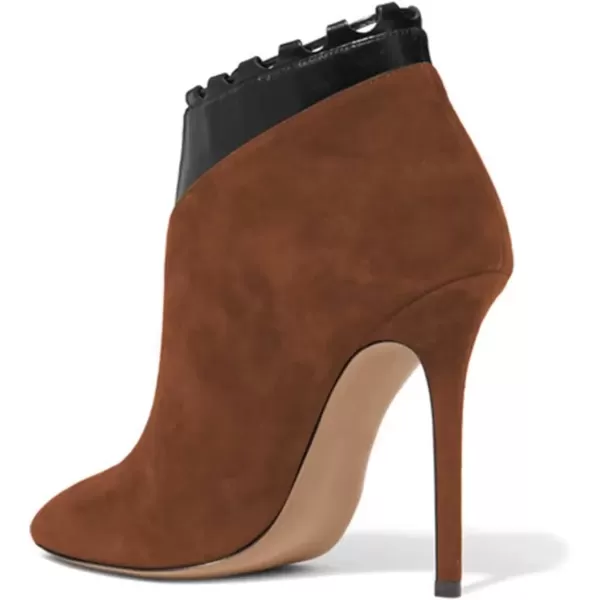 imageFSJ Women Fashion Closed Toe Ankle Booties Lace Up Bowknot High Heels Pumps Stilettos Winter Dress Office Wedding Shoes Size 415 USKhaki