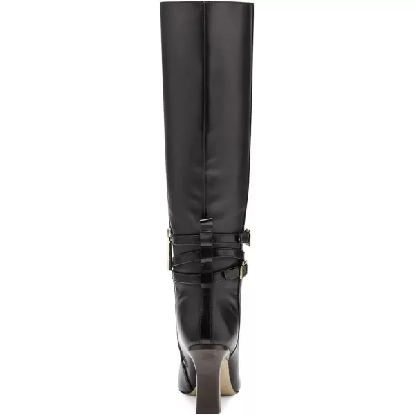 imageFSJ Women Fashion Knee High Long Boots Pull On Closed Toe Chunky Mid Heel Side Zipper Fall Winter Ladies Dress Party Casual Shoes Size 415 USBlack