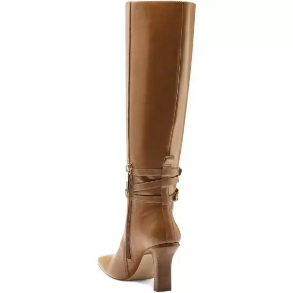 imageFSJ Women Fashion Knee High Long Boots Pull On Closed Toe Chunky Mid Heel Side Zipper Fall Winter Ladies Dress Party Casual Shoes Size 415 USBrown