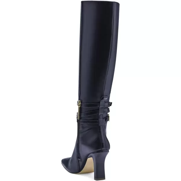imageFSJ Women Fashion Knee High Long Boots Pull On Closed Toe Chunky Mid Heel Side Zipper Fall Winter Ladies Dress Party Casual Shoes Size 415 USDark Blue