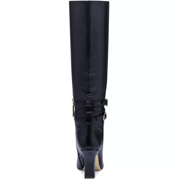 imageFSJ Women Fashion Knee High Long Boots Pull On Closed Toe Chunky Mid Heel Side Zipper Fall Winter Ladies Dress Party Casual Shoes Size 415 USDark Blue