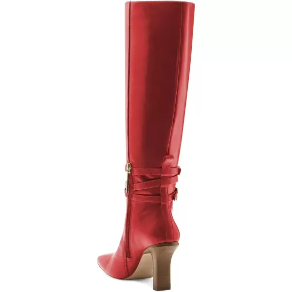 imageFSJ Women Fashion Knee High Long Boots Pull On Closed Toe Chunky Mid Heel Side Zipper Fall Winter Ladies Dress Party Casual Shoes Size 415 USDarkred