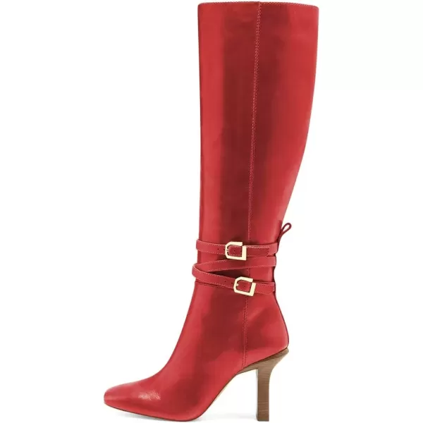 imageFSJ Women Fashion Knee High Long Boots Pull On Closed Toe Chunky Mid Heel Side Zipper Fall Winter Ladies Dress Party Casual Shoes Size 415 USDarkred