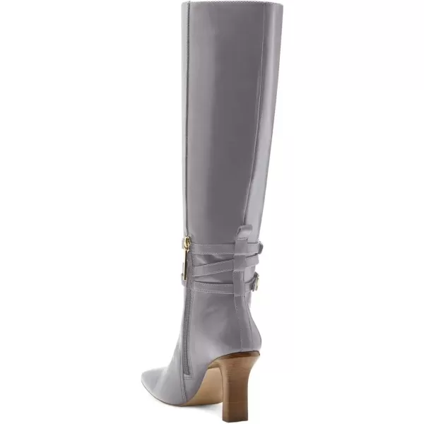 imageFSJ Women Fashion Knee High Long Boots Pull On Closed Toe Chunky Mid Heel Side Zipper Fall Winter Ladies Dress Party Casual Shoes Size 415 USGrey