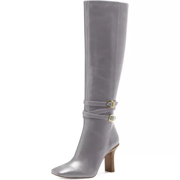 imageFSJ Women Fashion Knee High Long Boots Pull On Closed Toe Chunky Mid Heel Side Zipper Fall Winter Ladies Dress Party Casual Shoes Size 415 USGrey