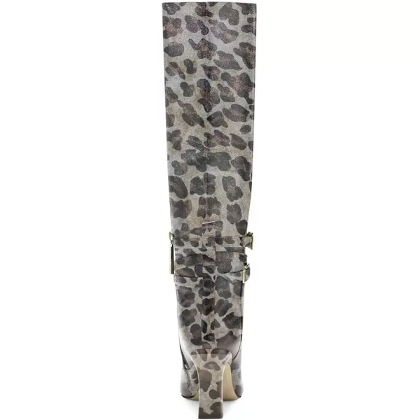 imageFSJ Women Fashion Knee High Long Boots Pull On Closed Toe Chunky Mid Heel Side Zipper Fall Winter Ladies Dress Party Casual Shoes Size 415 USLeopart Print