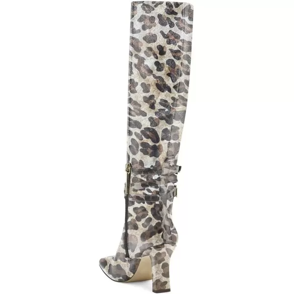 imageFSJ Women Fashion Knee High Long Boots Pull On Closed Toe Chunky Mid Heel Side Zipper Fall Winter Ladies Dress Party Casual Shoes Size 415 USLeopart Print