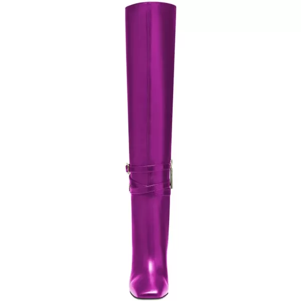 imageFSJ Women Fashion Knee High Long Boots Pull On Closed Toe Chunky Mid Heel Side Zipper Fall Winter Ladies Dress Party Casual Shoes Size 415 USMagenta