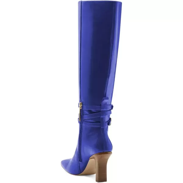 imageFSJ Women Fashion Knee High Long Boots Pull On Closed Toe Chunky Mid Heel Side Zipper Fall Winter Ladies Dress Party Casual Shoes Size 415 USNavy