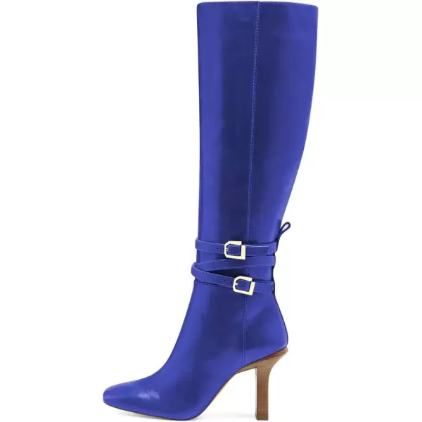 imageFSJ Women Fashion Knee High Long Boots Pull On Closed Toe Chunky Mid Heel Side Zipper Fall Winter Ladies Dress Party Casual Shoes Size 415 USNavy