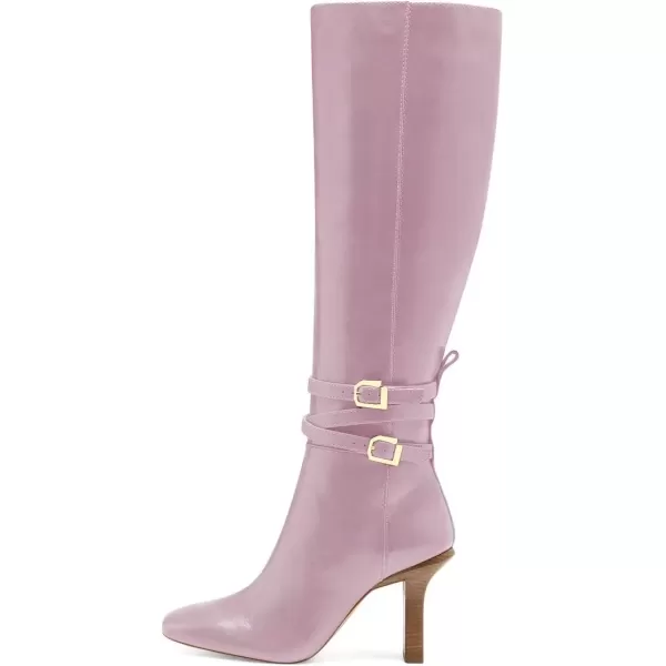 imageFSJ Women Fashion Knee High Long Boots Pull On Closed Toe Chunky Mid Heel Side Zipper Fall Winter Ladies Dress Party Casual Shoes Size 415 USPink
