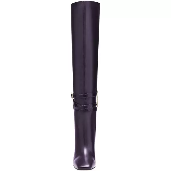 imageFSJ Women Fashion Knee High Long Boots Pull On Closed Toe Chunky Mid Heel Side Zipper Fall Winter Ladies Dress Party Casual Shoes Size 415 USPurple