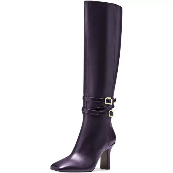 imageFSJ Women Fashion Knee High Long Boots Pull On Closed Toe Chunky Mid Heel Side Zipper Fall Winter Ladies Dress Party Casual Shoes Size 415 USPurple