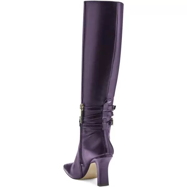 imageFSJ Women Fashion Knee High Long Boots Pull On Closed Toe Chunky Mid Heel Side Zipper Fall Winter Ladies Dress Party Casual Shoes Size 415 USPurple