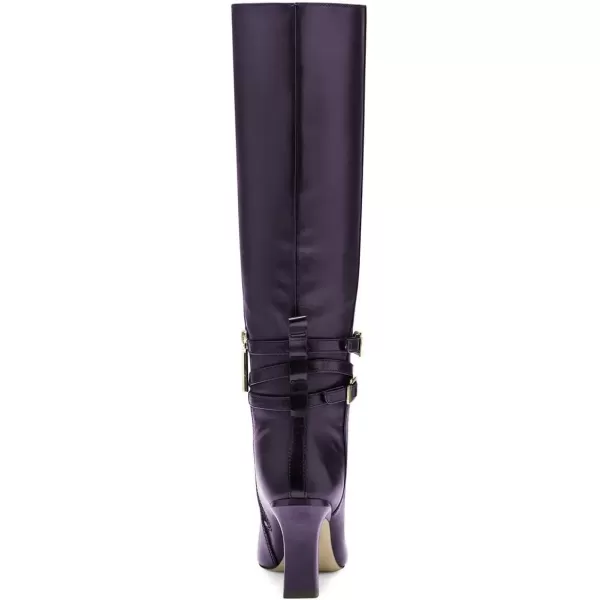 imageFSJ Women Fashion Knee High Long Boots Pull On Closed Toe Chunky Mid Heel Side Zipper Fall Winter Ladies Dress Party Casual Shoes Size 415 USPurple