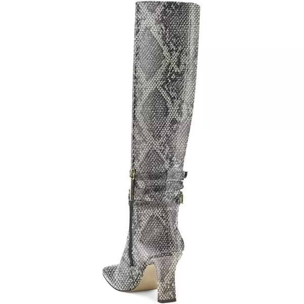 imageFSJ Women Fashion Knee High Long Boots Pull On Closed Toe Chunky Mid Heel Side Zipper Fall Winter Ladies Dress Party Casual Shoes Size 415 USSnakeskin