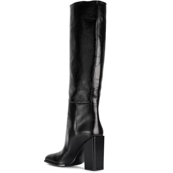 imageFSJ Women Fashion Knee High Stretch Long Boots Round Toe Block Chunky Heel Pull On Party Dress Shoes Size 415 USBlack