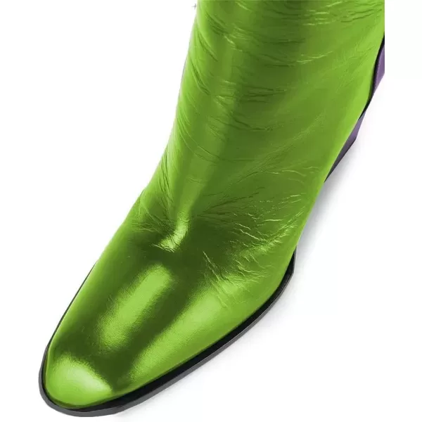 imageFSJ Women Fashion Knee High Stretch Long Boots Round Toe Block Chunky Heel Pull On Party Dress Shoes Size 415 USBlue Green