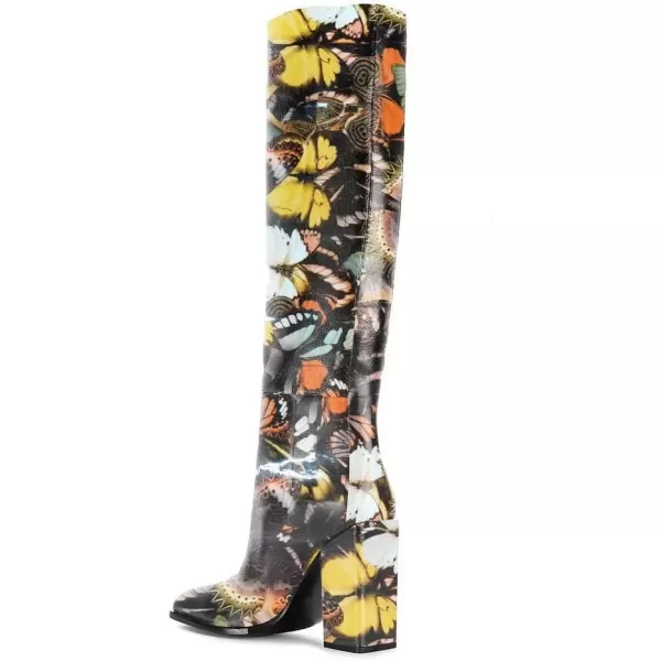 imageFSJ Women Fashion Knee High Stretch Long Boots Round Toe Block Chunky Heel Pull On Party Dress Shoes Size 415 USButterfly