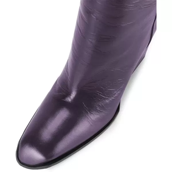imageFSJ Women Fashion Knee High Stretch Long Boots Round Toe Block Chunky Heel Pull On Party Dress Shoes Size 415 USDarkorchid