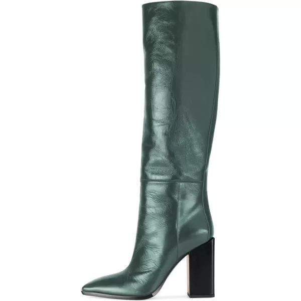 imageFSJ Women Fashion Knee High Stretch Long Boots Round Toe Block Chunky Heel Pull On Party Dress Shoes Size 415 USGreen
