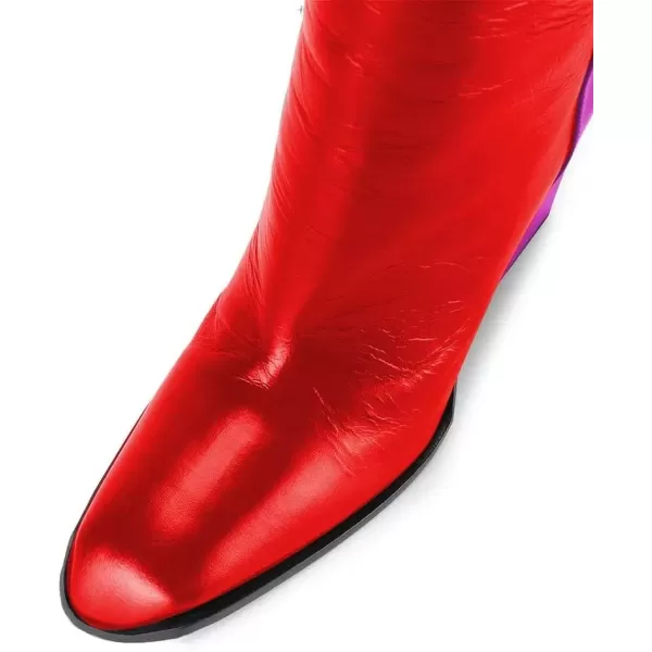 imageFSJ Women Fashion Knee High Stretch Long Boots Round Toe Block Chunky Heel Pull On Party Dress Shoes Size 415 USGreen Red