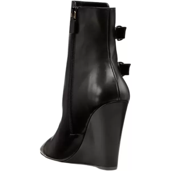 imageFSJ Women Fashion Pointed Toe Wedge High Heel Ankle Boots Side Zipper Casual Walking Ladies Shoes Size 415 USBlack