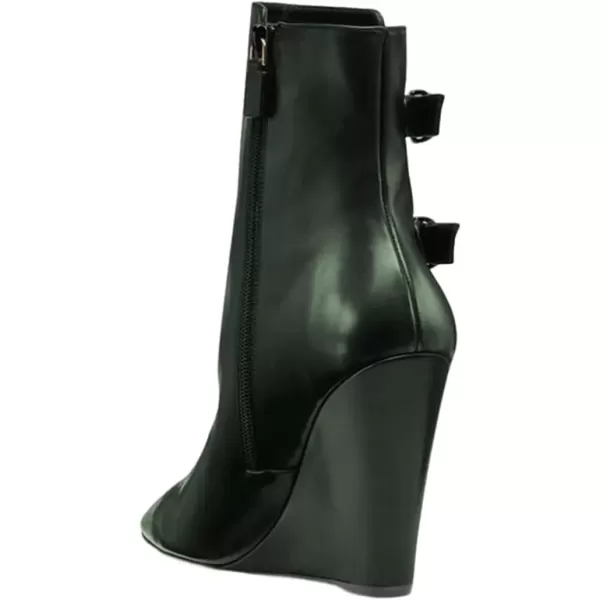 imageFSJ Women Fashion Pointed Toe Wedge High Heel Ankle Boots Side Zipper Casual Walking Ladies Shoes Size 415 USDark Green