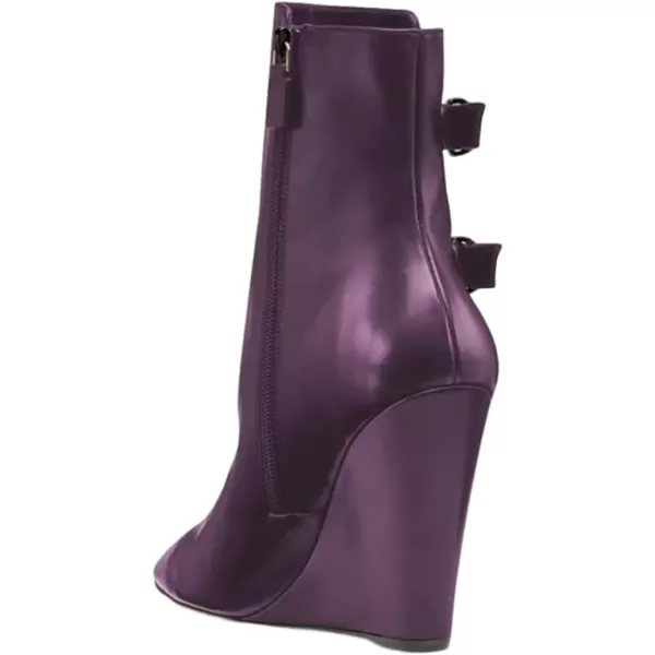 imageFSJ Women Fashion Pointed Toe Wedge High Heel Ankle Boots Side Zipper Casual Walking Ladies Shoes Size 415 USPurple