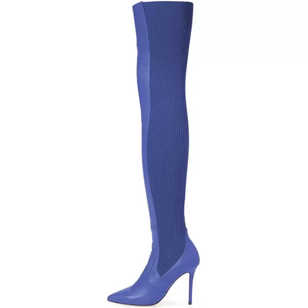imageFSJ Women Pointed Toe Stiletto Spike High Heel Stretchy Over the Knee Thigh High Dress Long Boots Size 415 USBlue