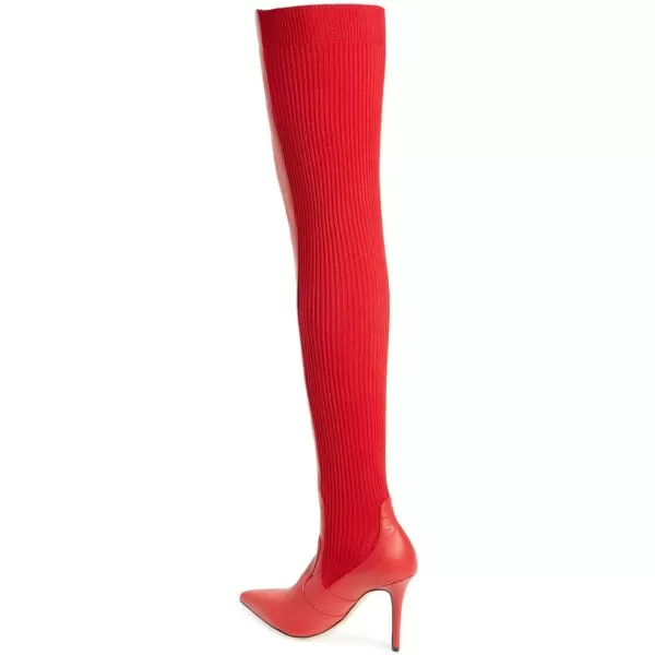 imageFSJ Women Pointed Toe Stiletto Spike High Heel Stretchy Over the Knee Thigh High Dress Long Boots Size 415 USRed