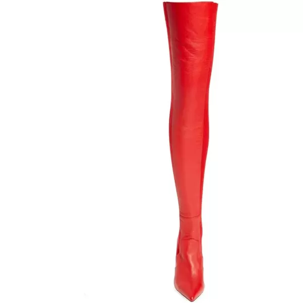 imageFSJ Women Pointed Toe Stiletto Spike High Heel Stretchy Over the Knee Thigh High Dress Long Boots Size 415 USRed