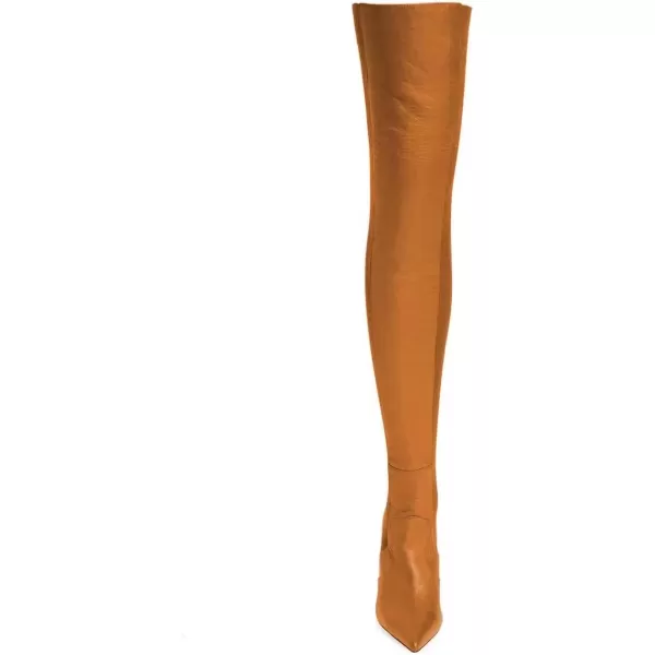 imageFSJ Women Pointed Toe Stiletto Spike High Heel Stretchy Over the Knee Thigh High Dress Long Boots Size 415 USTan