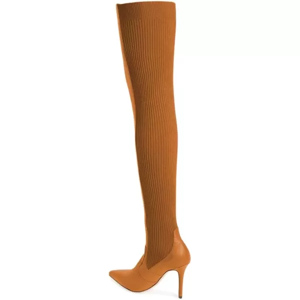 imageFSJ Women Pointed Toe Stiletto Spike High Heel Stretchy Over the Knee Thigh High Dress Long Boots Size 415 USTan