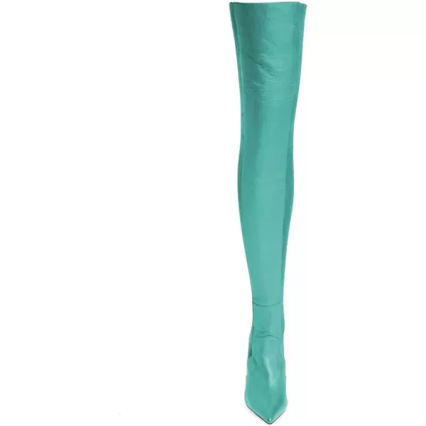 imageFSJ Women Pointed Toe Stiletto Spike High Heel Stretchy Over the Knee Thigh High Dress Long Boots Size 415 USTurquoise