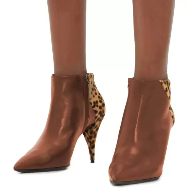 imageFSJ Women Thin Mid High Leopard Booties Slip On Pointed Toe Ankle Boots Comfy Zipper Shoes Size 415 USChocolate