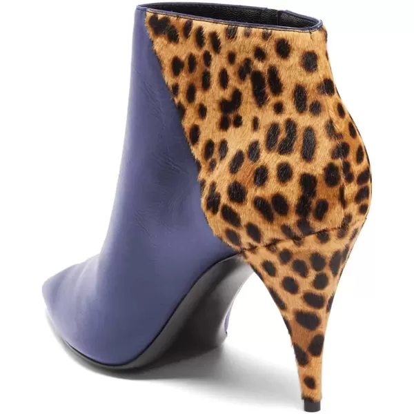 imageFSJ Women Thin Mid High Leopard Booties Slip On Pointed Toe Ankle Boots Comfy Zipper Shoes Size 415 USDark Blue
