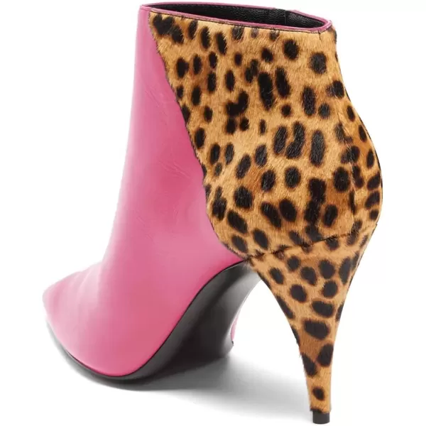 imageFSJ Women Thin Mid High Leopard Booties Slip On Pointed Toe Ankle Boots Comfy Zipper Shoes Size 415 USFuchsia