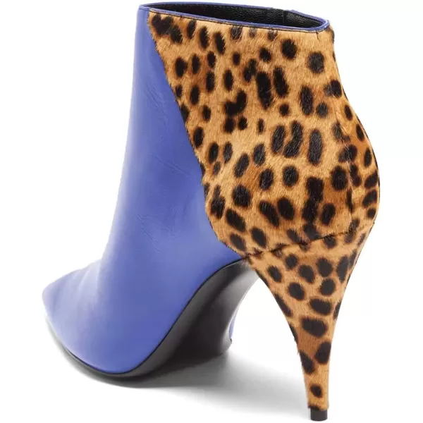 imageFSJ Women Thin Mid High Leopard Booties Slip On Pointed Toe Ankle Boots Comfy Zipper Shoes Size 415 USRoyal Blue
